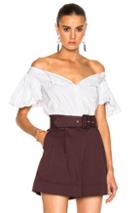 Isa Arfen Frou Frou Sleeve Shirt In Blue,stripes,white