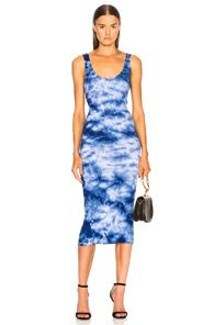 Enza Costa Rib Tank Midi Dress In Blue,ombre & Tie Dye
