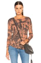 Raquel Allegra Long Sleeve Basic Tee In Brown,ombre & Tie Dye
