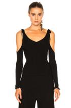 Rosetta Getty Viscose Ribbed Off The Shoulder Top In Black