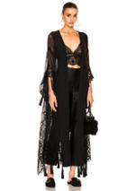 Alberta Ferretti Chiffon Lace Trim Robe In Black