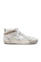 Golden Goose Leather Mid Star Sneakers With Cow Hair In Gray,animal Print