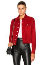Saint Laurent Suede Moto Jacket In Red