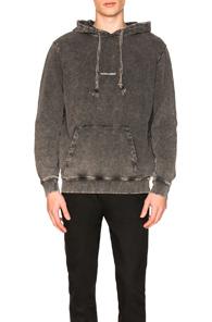 Saint Laurent Overdyed Logo Hoodie In Black