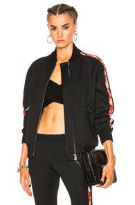 Alexander Mcqueen Track Bomber In Black,floral