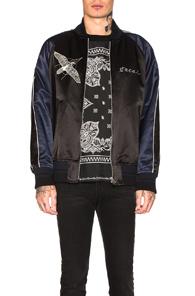 Sacai Dr. Woo Stadium Jacket In Black,blue
