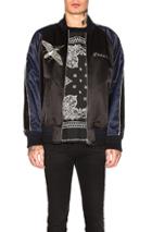 Sacai Dr. Woo Stadium Jacket In Black,blue