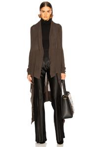 Rick Owens Long Wrap Cardigan In Brown
