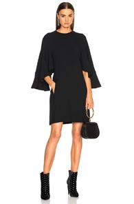 Chloe Light Cady Ruffle Sleeve Mini Dress In Black