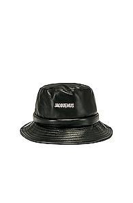 Jacquemus Leather Bucket Hat In Black