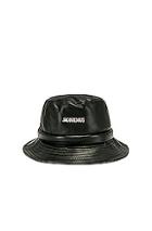 Jacquemus Leather Bucket Hat In Black