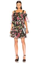 Dolce & Gabbana Silk Chiffon Floral Cold Shoulder Mini Dress In Black,floral