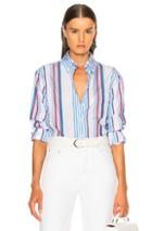 Equipment Margaux Top In Blue,stripes,white