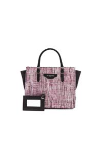 Balenciaga Tweed Papier Zip Around Plate In Pink,black
