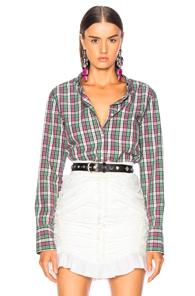 Isabel Marant Etoile Owill Shirt In Green,plaid,pink