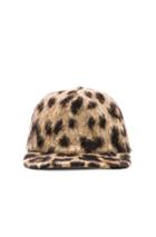 R13 Flat Brim Baseball Cap In Animal Print,brown