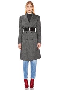 Saint Laurent Tweed Classic Double Breasted Coat In Black