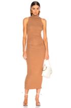 Enza Costa Sleeveless Side Ruched Turtleneck Midi Dress In Neutral