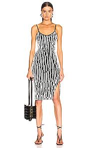 Y/project Paisley Dress In Abstract,black,white