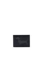 Thom Browne Pebble Grain & Patent Leather Single Card Holder In Black