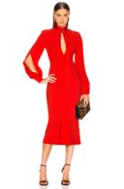 Victoria Beckham Slash Front Long Sleeve Midi Dress In Red