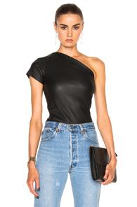 Helmut Lang Asymmetric Leather Top In Black