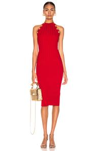 Balmain Sleeveless Button Dress In Red