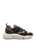 Chloe Sonnie Leather Velcro Strap Sneakers In Brown,blue