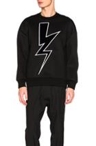 Neil Barrett Velvet Abstract Bolt Sweatshirt In Black