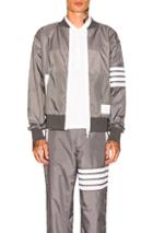 Thom Browne Ripstop Bomber In Gray,stripes,white