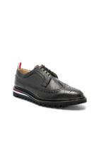 Thom Browne Pebble Grain Classic Longwing Brogue With Threaded Rubber Sole In Black