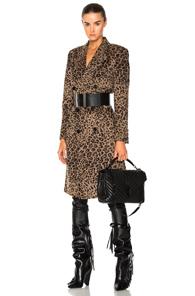 Saint Laurent Cashmere Leopard Print Coat In Animal,neutrals