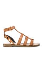 Balenciaga Studded Leather Gladiator Sandals In Neutrals,brown