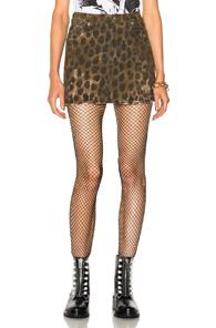R13 High Rise Mini Skirt In Animal Print,brown,neutrals