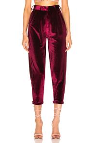 Patbo Velvet Slim Trouser In Red
