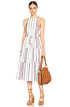 Derek Lam 10 Crosby Tapestry Gauze Dress In White,stripes,red