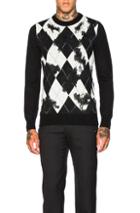 Alexander Mcqueen Worn Away Argyle Sweater In Black,checkered & Plaid