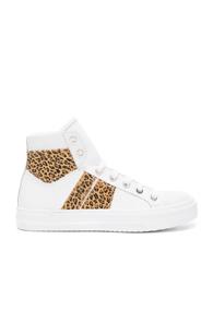 Amiri Leather & Calf Hair Sunset Sneakers In White,animal Print