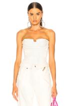 Amiri Lace Leather Corset Top In White