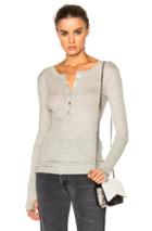 Enza Costa Cashmere Henley Tee In Gray