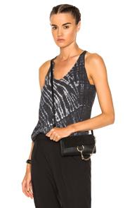 Raquel Allegra Box Pleat Tank Top In Blue,ombre & Tie Dye