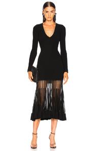 Alexander Mcqueen Graphic Ottoman Knit Maxi Dress In Black