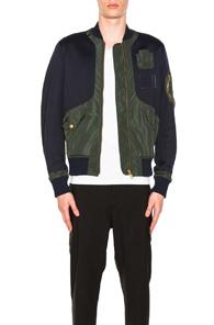 Kolor Color Block Bomber Jacket In Blue,green
