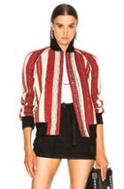 Saint Laurent Reversible Teddy Bomber Jacket In Red,stripes