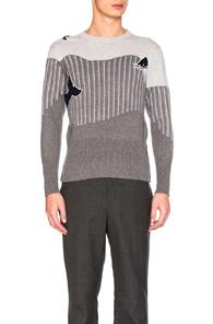 Thom Browne Sea Animal Cashmere Intarsia Sweater In Gray,stripes