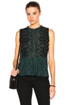 Sea Floral Eyelet Top In Green