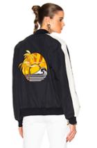Stella Mccartney Compact Cotton Bomber Jacket In Blue,white