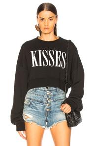 Amiri Kisses Cropped Crew Sweater In Black,white