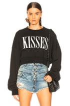 Amiri Kisses Cropped Crew Sweater In Black,white