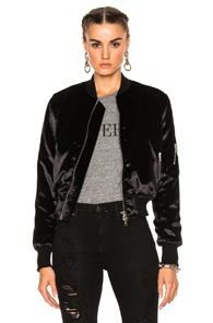 Amiri Long Pile Velvet Bomber Jacket In Black